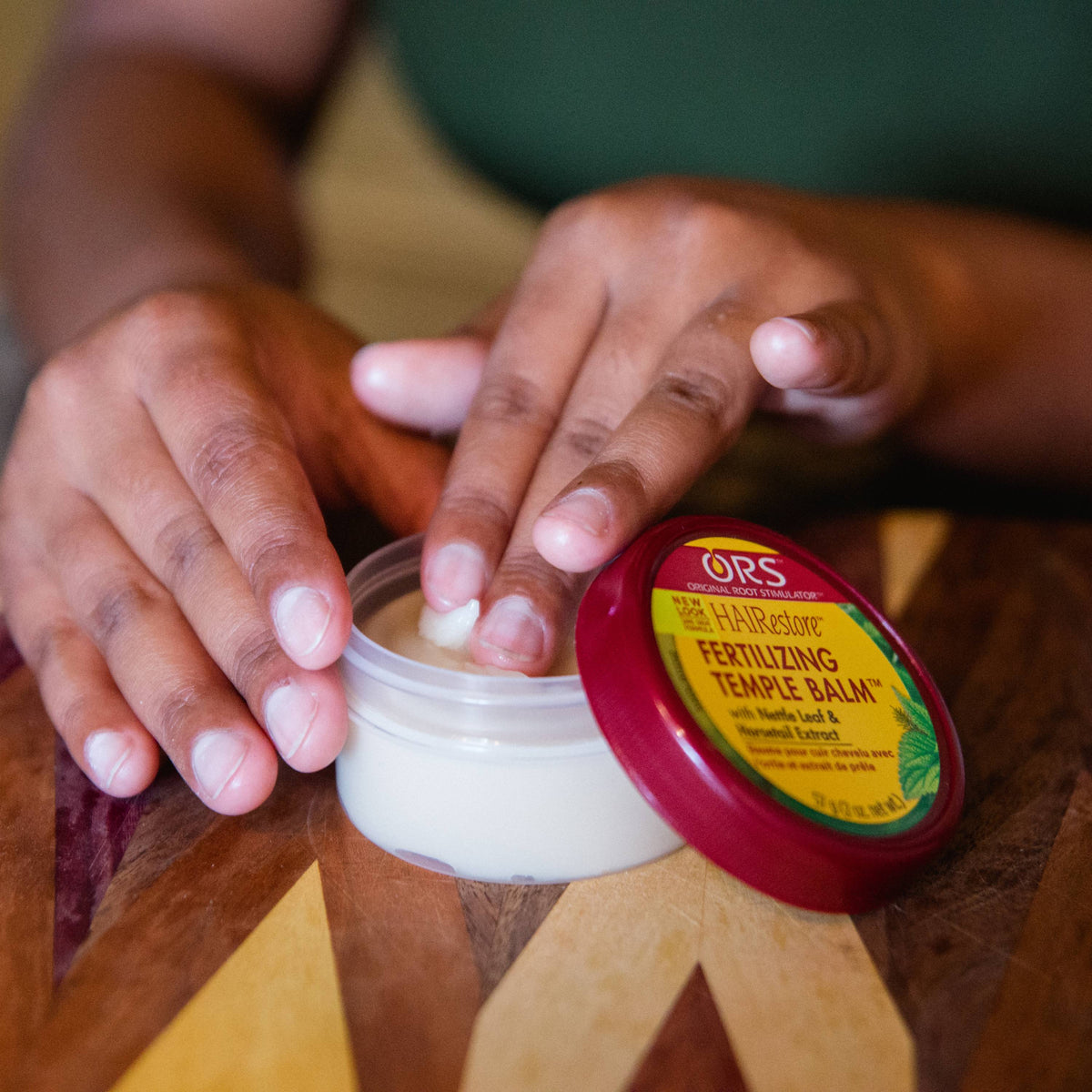 ORS HAIRestore Fertilizing Temple Balm 57 g / 2 oz - jar and product texture - SKU 632169110124