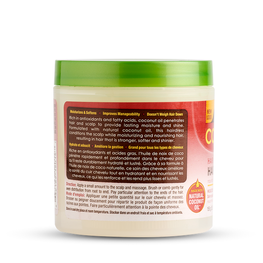 ORS Coconut Oil Hairdress 156 g / 5.5 oz - rear or side label view 1 - SKU 632169120147