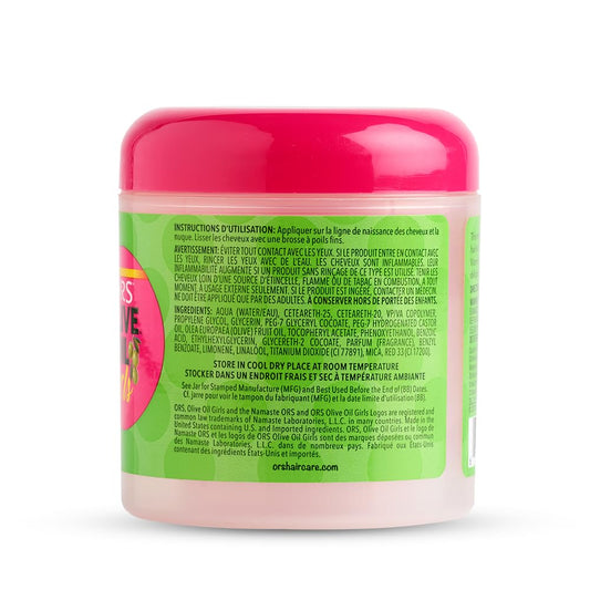 ORS Olive Oil Girls Fly-Away Taming Edge Gel 142 g / 5 oz - rear or side label view 1 - SKU 632169191512