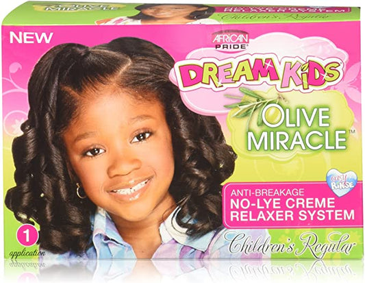 African Pride Dream Kids Olive Miracle No-Lye Relaxer Kit Regular