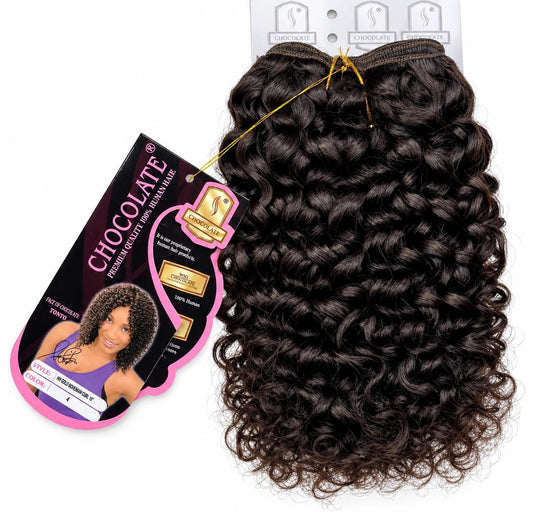 CHOCOLATE 100% HUMAN HAIR GOLD BOHEMIAN CURL 10"