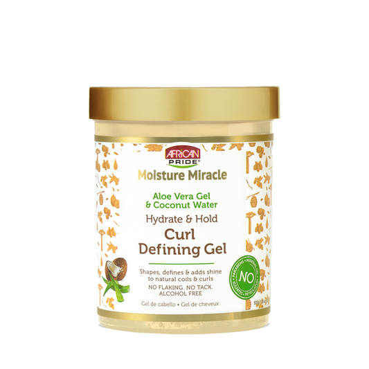 African Pride Moisture Miracle Aloe & Coconut Water Curl Gel 18 oz — front of pack