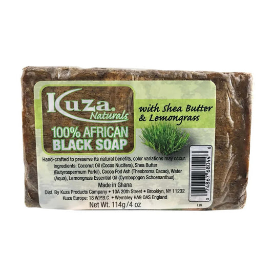Kuza Naturals 100% African Black Soap With Shea Buttter & Lemongrass