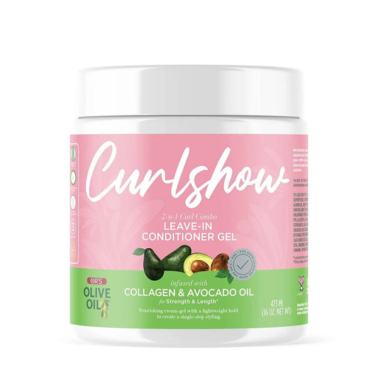ORS Olive Oil CurlShow 2-in-1 Leave-In Conditioner Gel 473 ml — front pack — SKU 632169121830