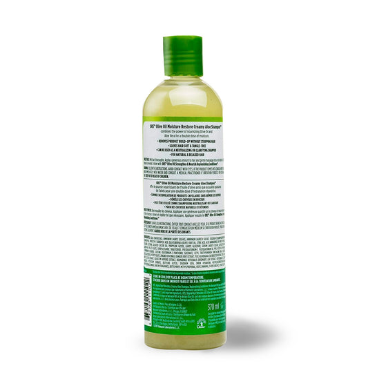ORS Olive Oil Moisture Restore Creamy Aloe Shampoo 370ml - rear or side label view 0 - SKU 632169111022