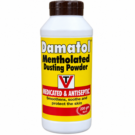 Damatol Mentholated Dusting Powder — restored product photograph