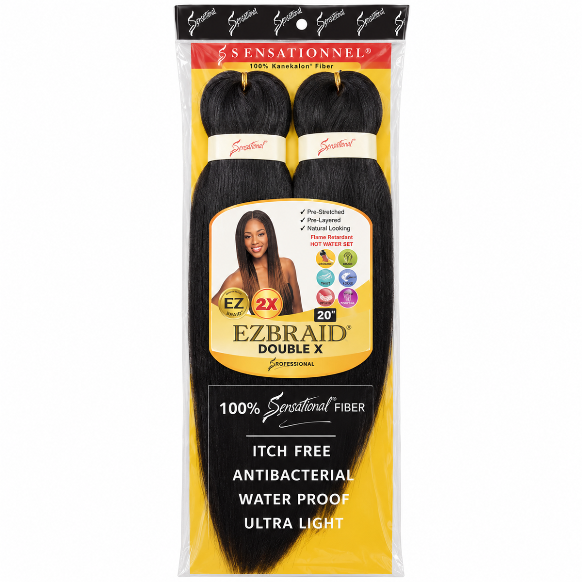 EZ Braid Black Angel 2X Value Pack 600g 20" Pre-Stretched — restored product photograph