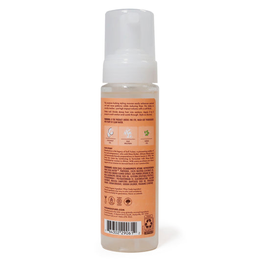 Shea Moisture Coconut & Hibiscus Frizz-Free Curl Mousse — 222 ml bottle rear label, view 1 — SKU 764302290612