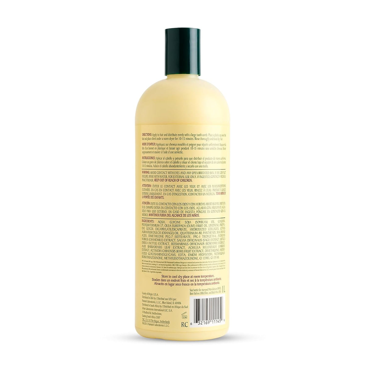 ORS Olive Oil Replenishing Conditioner 1 L - rear label - SKU 632169111459