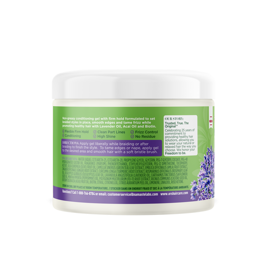 ORS Braidzone No Fly-Away Edge and Braiding Gel 8 oz, rear label and directions - SKU 632169121700