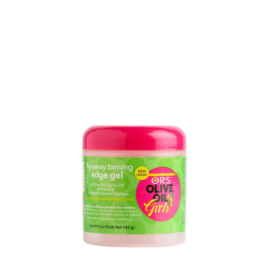 ORS Olive Oil Girls Fly-Away Taming Edge Gel 142 g / 5 oz - front pack - SKU 632169191512