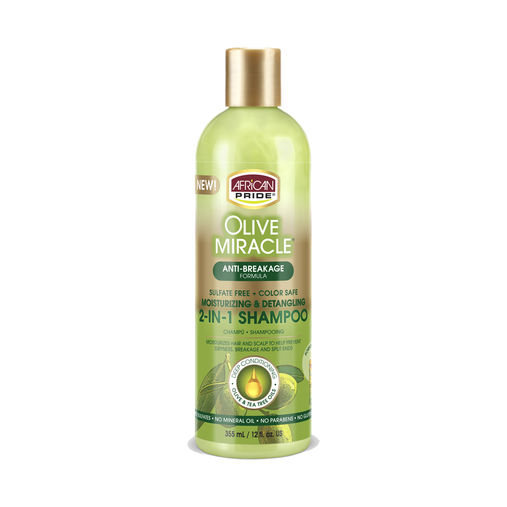 African Pride Olive Miracle 2-in-1 Shampoo & Conditioner 355 ml — front of pack