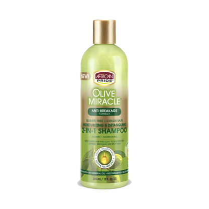 African Pride Olive Miracle 2-in-1 Shampoo & Conditioner 355 ml — front of pack