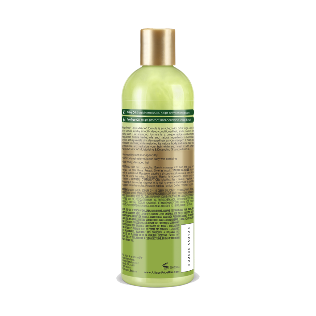 African Pride Olive Miracle 2-in-1 Shampoo & Conditioner 355 ml — back and ingredient label