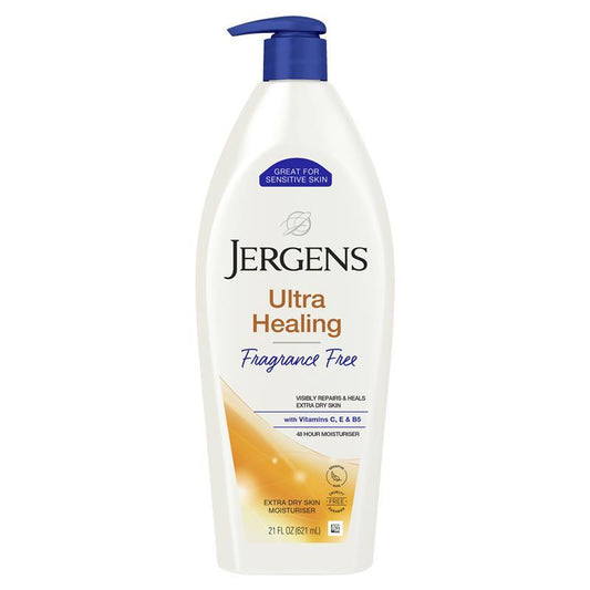 Jergens Ultra Healing Fragrance Free 21oz lotion bottle