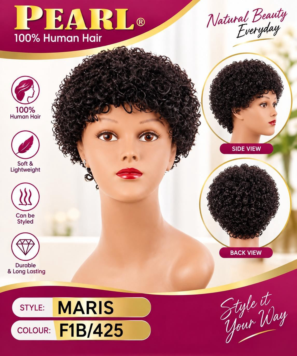 Black Pearl MARIS style reference only: photo shows F1B/425, not the listed 1B shade