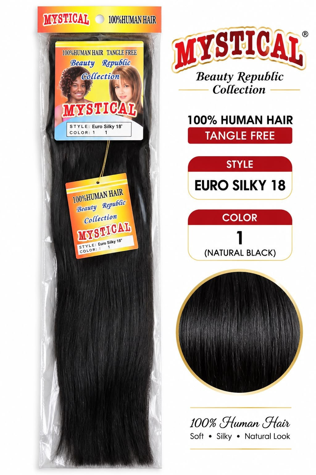 Mystical Euro Silky human hair shown in 18-inch colour 1