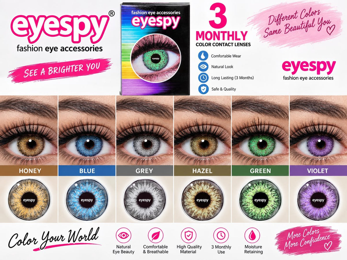 EyeSpy 3 Monthly fashion eye accessories colour range
