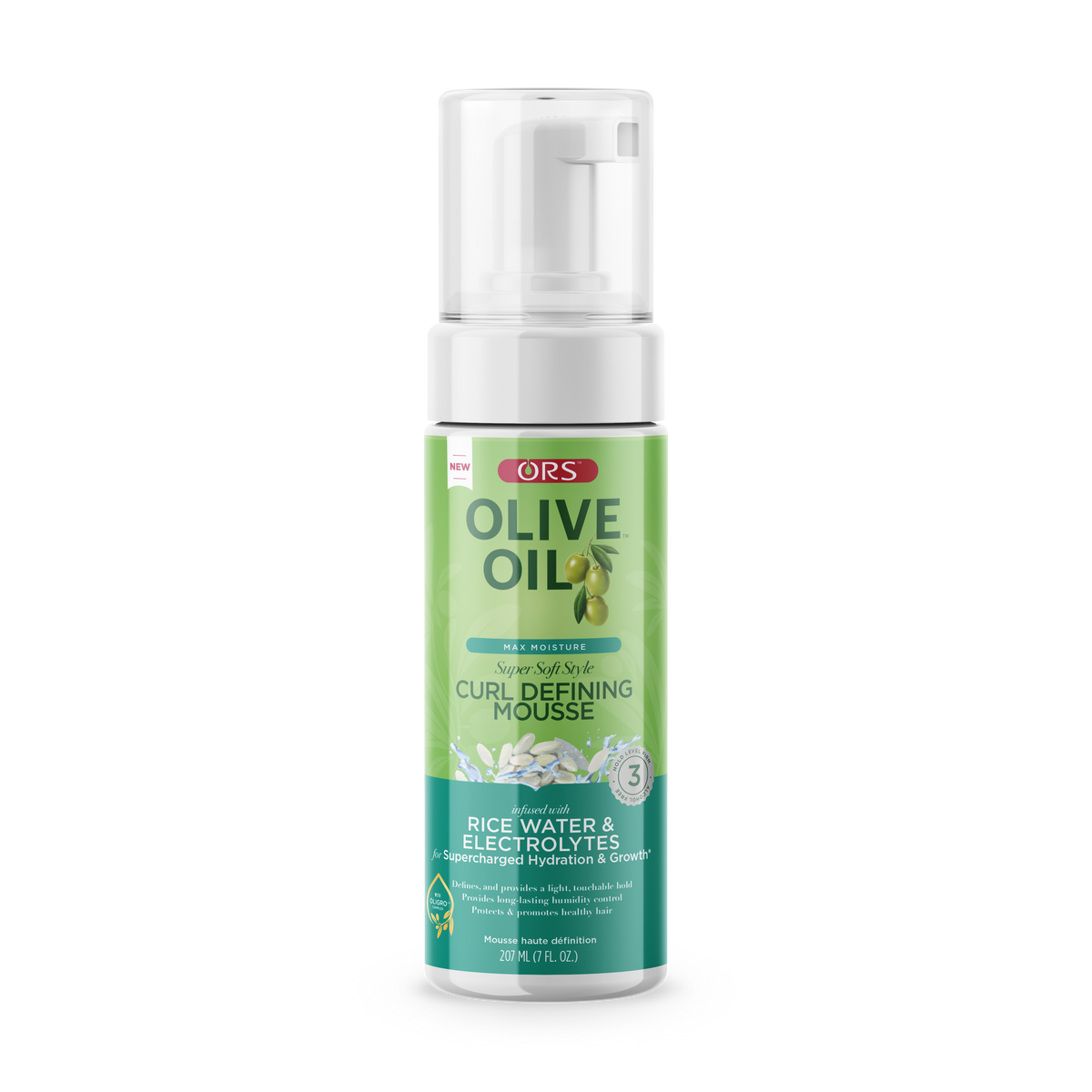 ORS Olive Oil Max Moisture Curl Defining Mousse 207 ml — front pack — SKU 632169210213