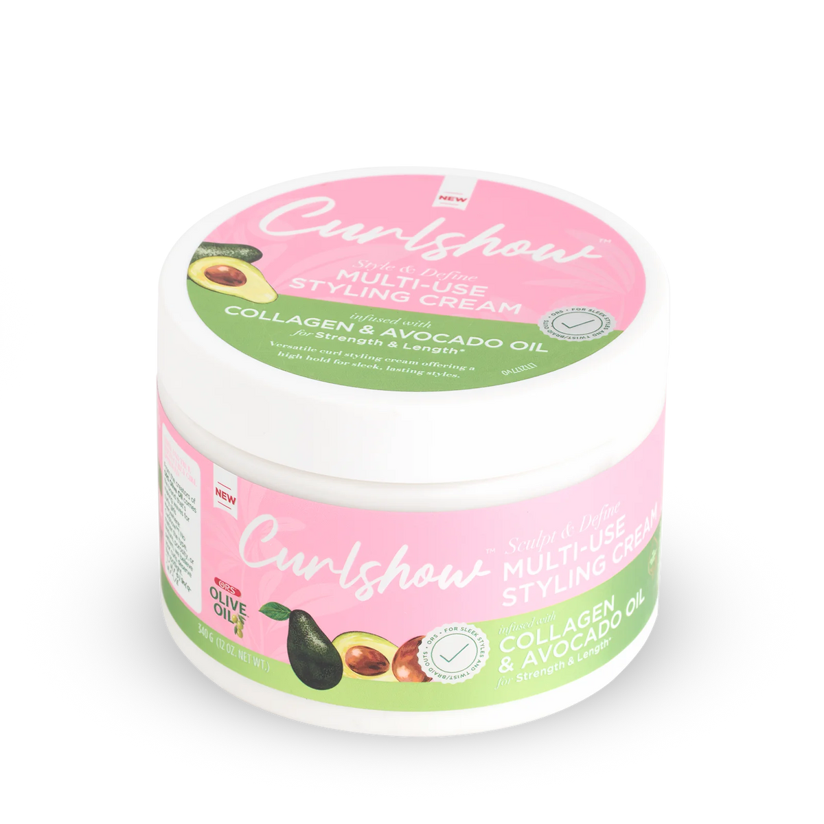ORS Olive Oil CurlShow Multi-Use Styling Cream 340 g — angled pack view — SKU 632169121779