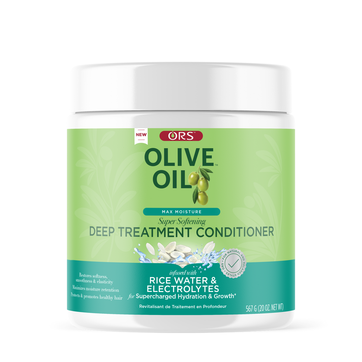 ORS Olive Oil Max Moisture Deep Treatment Conditioner 567 g — front pack — SKU 632169210176