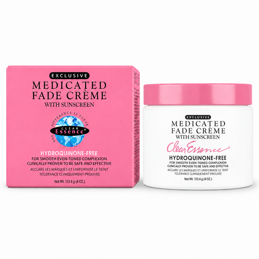 Clear Essence Exclusive Hydroquinone-Free Medicated Fade Creme with Sunscreen 4 oz, box and jar