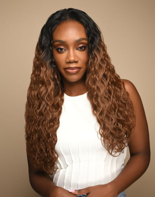 Feme Body Wave synthetic weave - supplier model wearing colour T1B/30