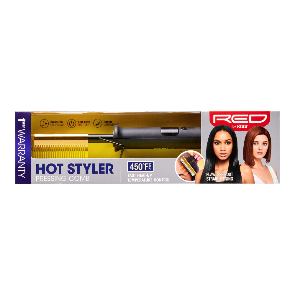 RED BY KISS HOT STYLER PRESSING COMB — restored product photograph