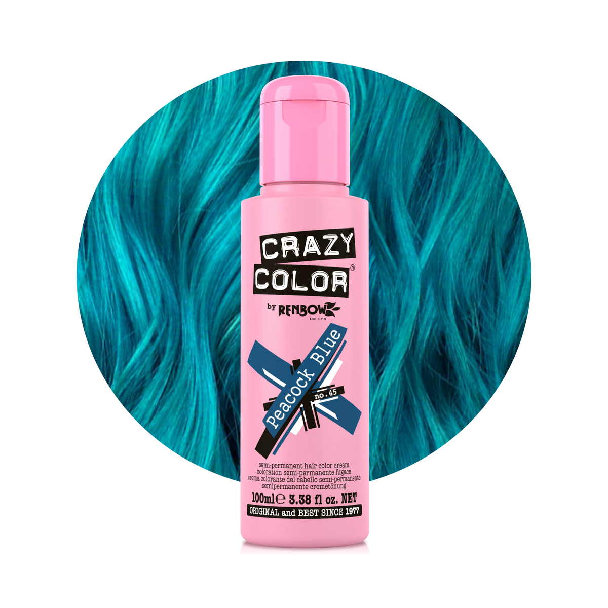 Crazy Color By Renbow Semi-Permanent Hair Color — Peacock Blue no.45