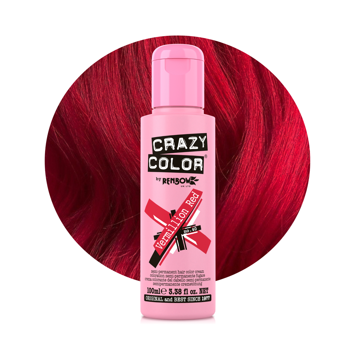 Crazy Color By Renbow Semi-Permanent Hair Color — Vermillion Red no.40
