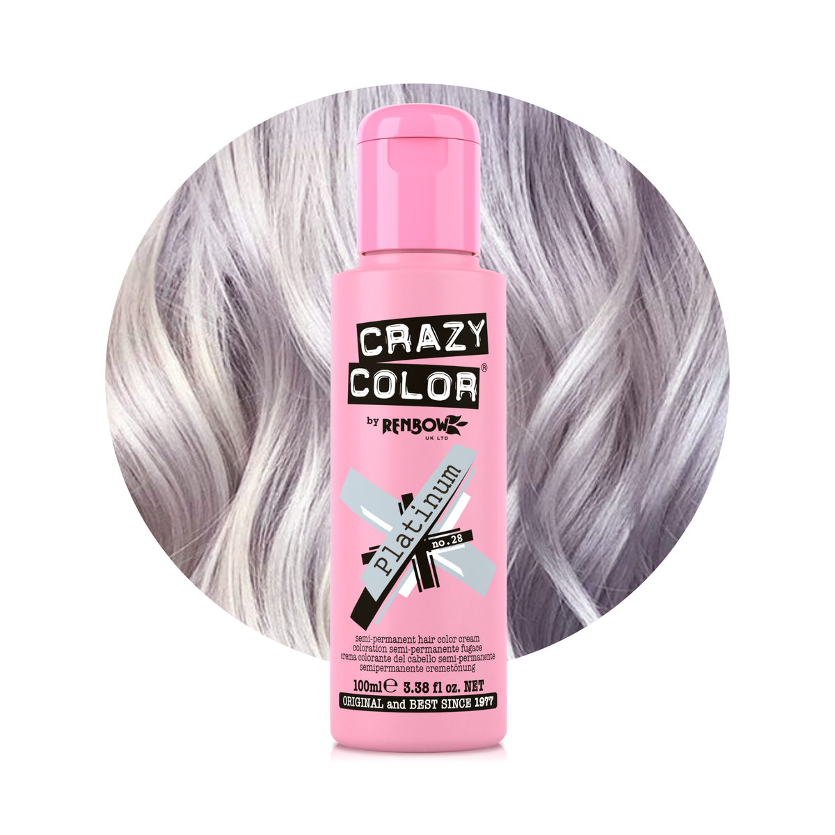 Crazy Color By Renbow Semi-Permanent Hair Color — Platinum no.28