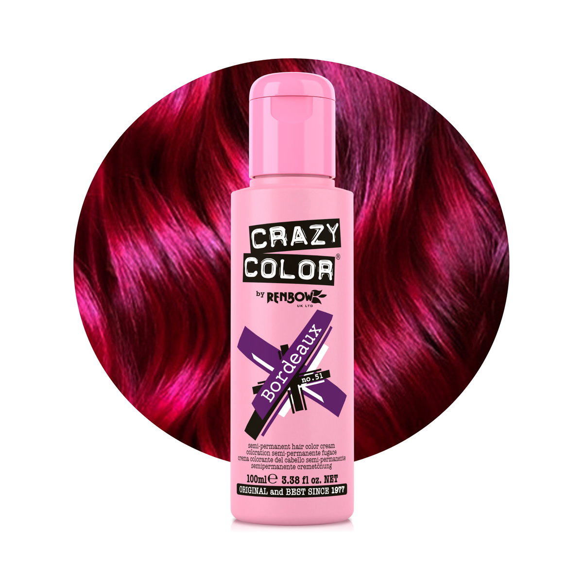 Crazy Color By Renbow Semi-Permanent Hair Color — Bordeaux no.51