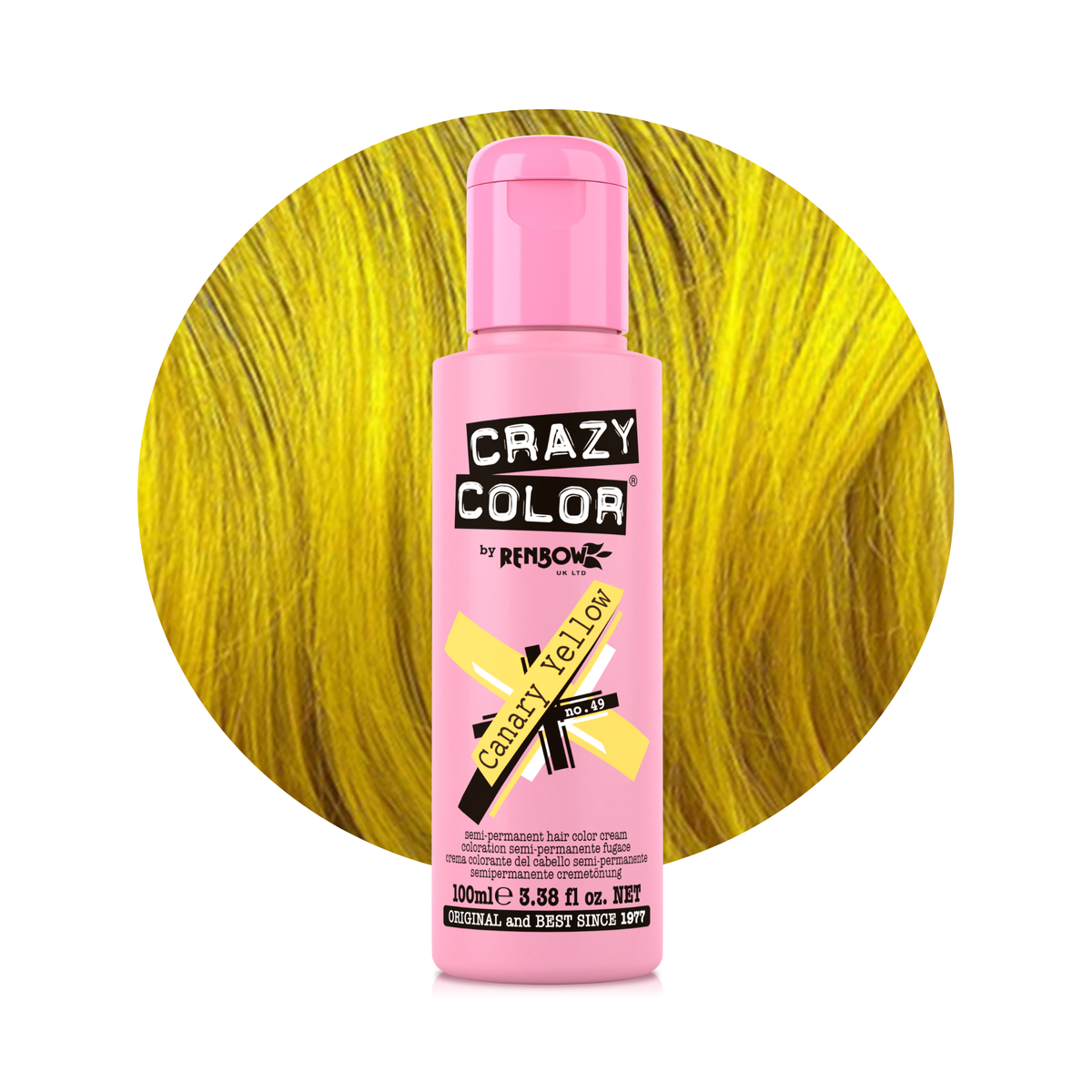 Crazy Color By Renbow Semi-Permanent Hair Color — Canary Yellow no.49