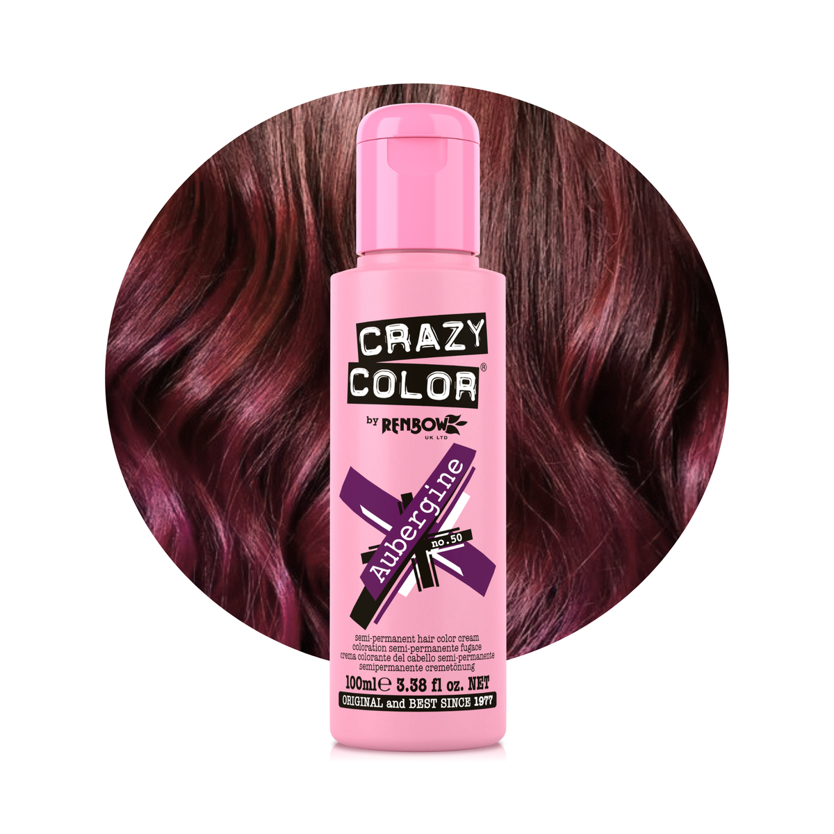 Crazy Color By Renbow Semi-Permanent Hair Color — Aubergine no.50