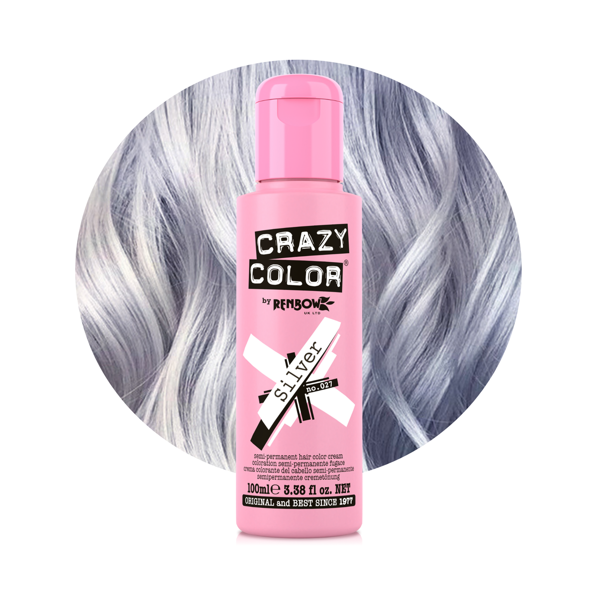Crazy Color By Renbow Semi-Permanent Hair Color — Silver no.027 — SKU 5035832010274