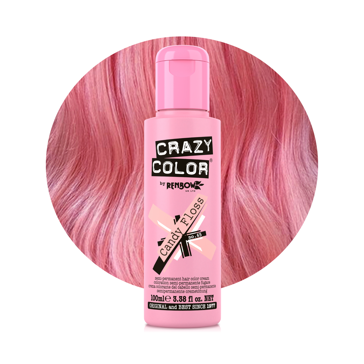 Crazy Color By Renbow Semi-Permanent Hair Color — Candy Floss no.65