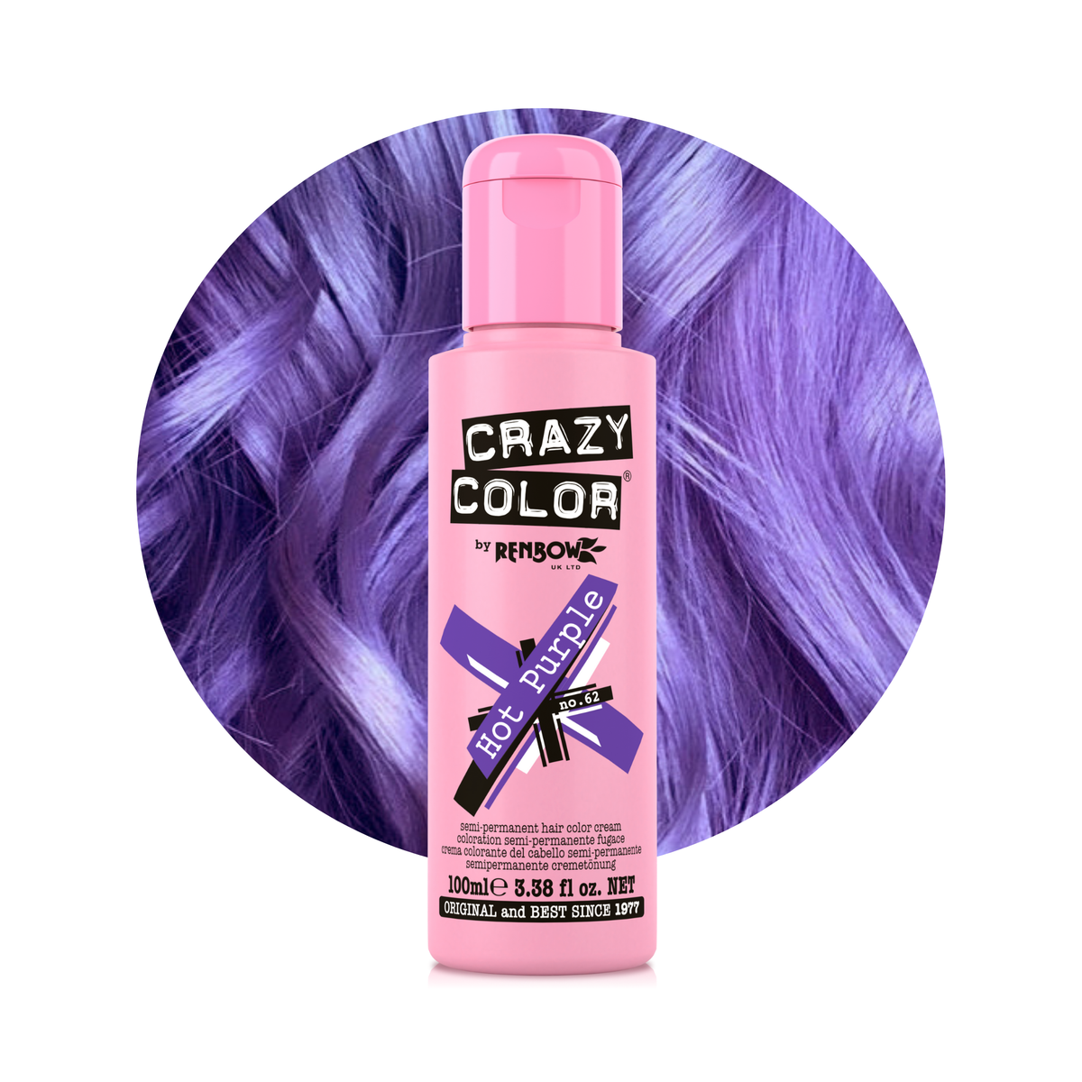 Crazy Color By Renbow Semi-Permanent Hair Color — Hot Purple no.62